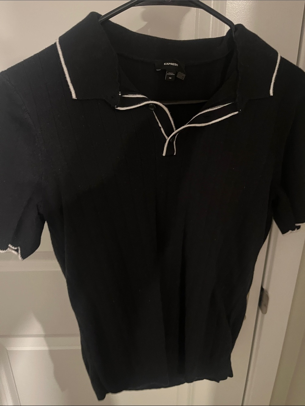 Express Black Polo with White Trim